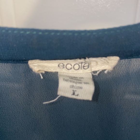 Turquoise Chiffon Blouse Size L - Picture 2 of 4